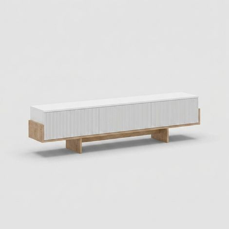 Meuble TV moderne avec rangement 180 cm Hege - Blanc (1/4)