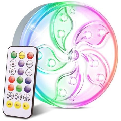 Lumières LED Submersible,Eclairage Piscine Led,Lumière Piscine,Avec Télécommande à Changement de Couleur des Lumières Utilisé Pour Piscine,Aquarium,Baignoire,Etang,Base de Vase(1pcs)