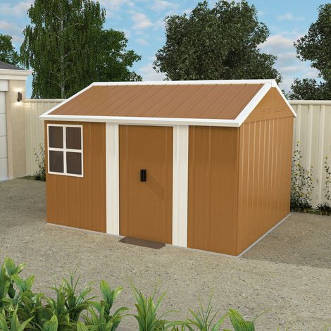 Abri de jardin métal 7,2 m² ventilé marron HAVRYA (1/4)