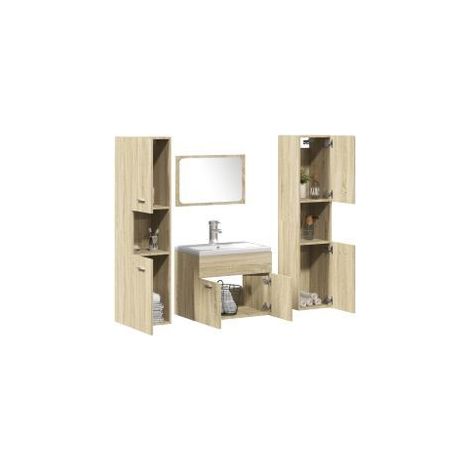 Ensemble de meubles de salle de bain 5 pcs chêne sonoma (1/5)