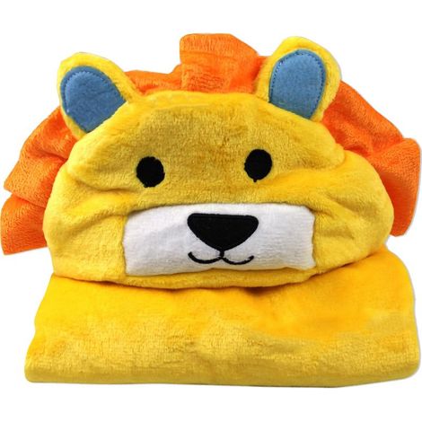 [Vêtement Couverture Enfant] Couverture à Capuche Douce en Velours Côrallien, Taille Unique 100x100cm, Lion Jaune, 1 Pièce (1/5)