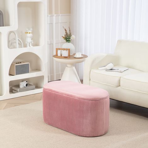 Banc coffre rose style français, aspect velours, 81 x 40 x 41 cm HAVRYA (1/5)