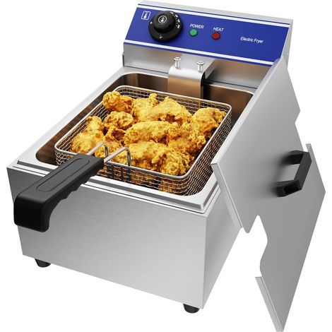 Friteuse électrique commerciale unique réservoir en acier inoxydable 3000W 220V-240V Thermostat 60-200 °C (1/5)