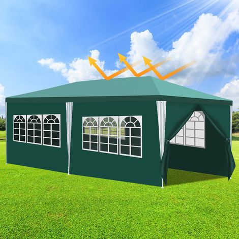 Swanew – Tonnelle de jardin 3x6m – Tente de réception imperméable avec parois latérales – Structure en tubes de fer – Surface 18m² pour 25 personnes (1/4)
