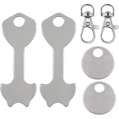 2 jeux de jetons de caddie porte-clés en acier inoxydable