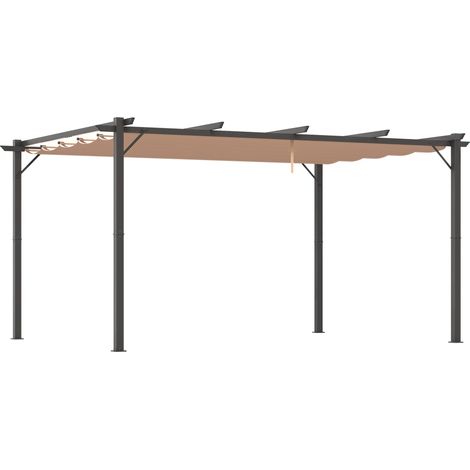 Pergola da esterno Irovami 3m x 4m con tendalino e parasole regolabile, grigia