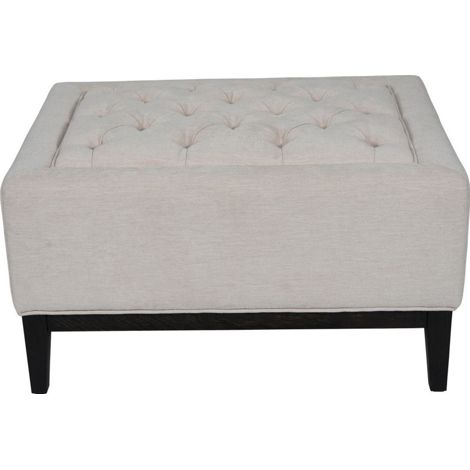 Theodore Buttoned Stool - Wood/Foam/Poly/Metal - L61 x W81 x H44.5 cm - Ivory