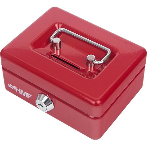 HMF 102122 Kinder Spardose, Geldkassette abschließbar mit Schlitz, 12,5 x 9,5 x 6 cm Rot (1/4)