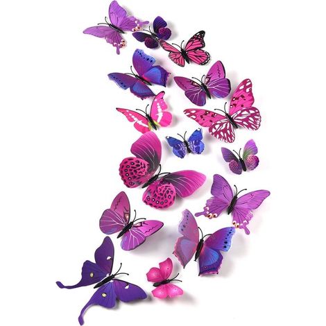 Stickers muraux 3D papillons - Décoration murale chambre enfant et bébé - Papillon violet (1/5)