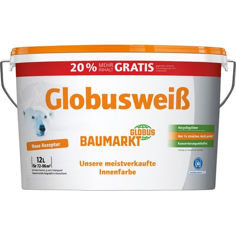 Globusweiß Wandfarbe weiß matt 12 L Innen (1/2)