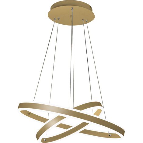 PALAU LAMPADARIO A  SOSPENSIONE ORO OPACO 2 RINGS A LED 3000K - 108W - 11780 lm DIMMERABILE (1/4)