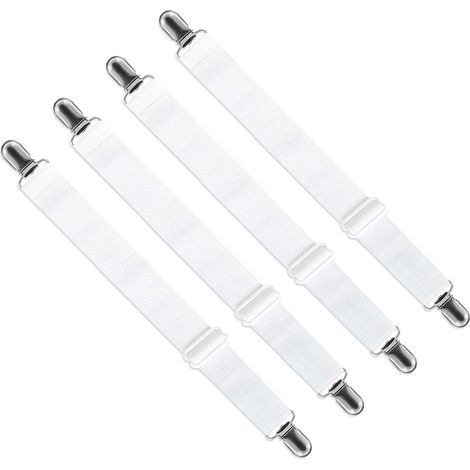4 pcs Blanc Tendreu Drap Housse Réglable, 65cm à 130cm, pour Drap Lit Canapé, Housse de Repassage (1/5)