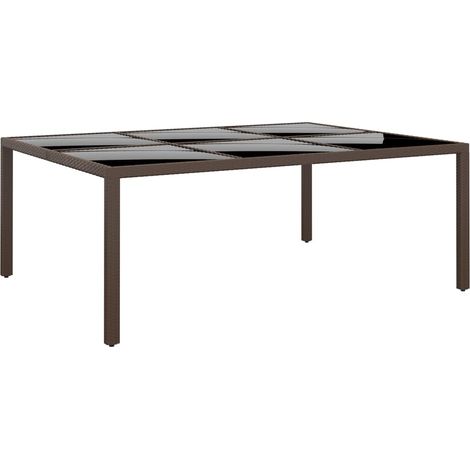 Gartentisch mit Glasplatte Braun 200x150x75 cm Rattan (1/5)