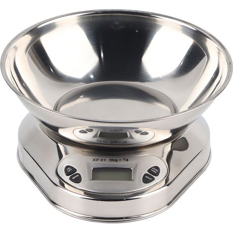 Balance de cuisine électronique numérique précise 5 kg/1 g avec bol et plateau, idéale pour la pâtisserie et la préparation des aliments.-AquaForge (1/5)