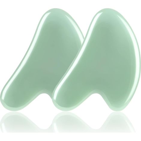 Herramientas de masaje con piedras Gua Sha, juego de 2 piezas de piedras gua sha de jade natural, herramientas de masaje gua sha antienvejecimiento para el cuidado facial SPA.