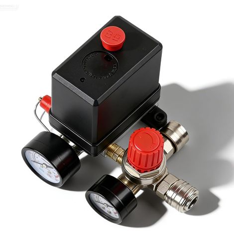 Régulateur de pression, compresseur d'air, régulateur de pression, compresseur avec 2 manomètres, 220 V, pressostat compresseur, régulateur de compresseur, vanne de contrôle pour une réduction rapide (1/5)