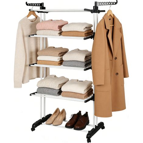 Séchoir à Linge étendoir Pliable Ailes latérales sur 4 Niveaux 175cm (1/5)