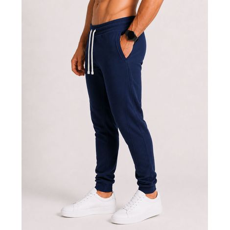 Marineblaue Recea XXL-Jogginghose für Herren mit Kordelzug und elastischem Bund
