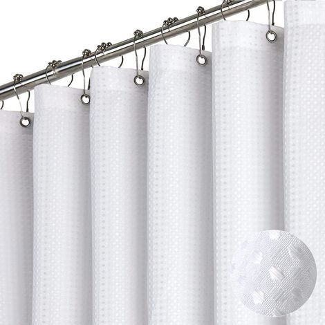 Tenda da doccia in tessuto impermeabile, 180×180 cm, morbida e di qualità alberghiera, include 12 ganci, colore bianco. (1/4)