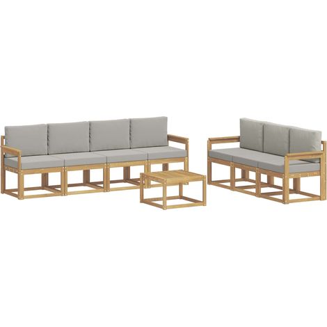 Set di divani da esterno 8 pz Bianco e Grigio Chiaro Poliestere vidaXL (1/5)