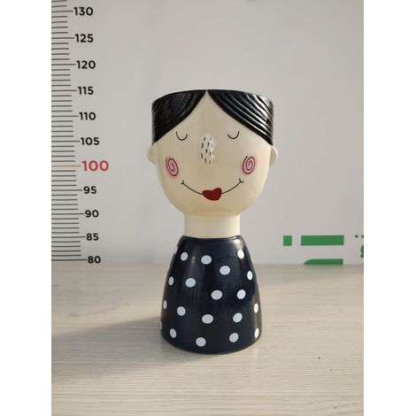VASO D'ARREDO SMALTATO DONNA A POIS NEROIN CERAMICA V.12 AZIENDA ANTICO MESTIERE