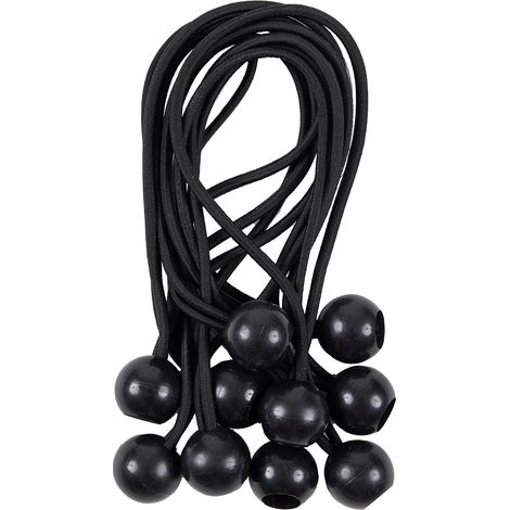Tendeur Elastique avec Boule 25 pièces 20cm - Sandow Elastique pour Fixation rapiden bâche, Tente, bannière, Noir (1/4)