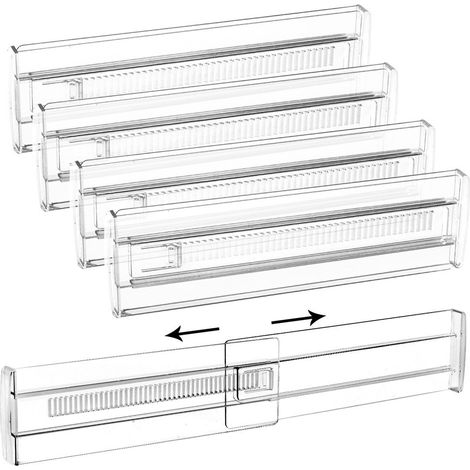 Séparateurs de tiroirs extensibles et réglables, organisateur de vêtements, adaptés aux armoires, cuisines et bureaux, 28,7-50,58 cm, lot de 4 (1/5)