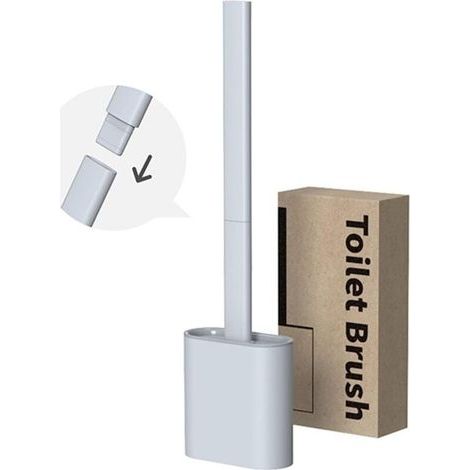 Flat Silicone Toilet Brush - Toilet Brush and Holder, Anti-drip, Antibacterial, Ventilated Toilet Brush (Grey) (1/5)
