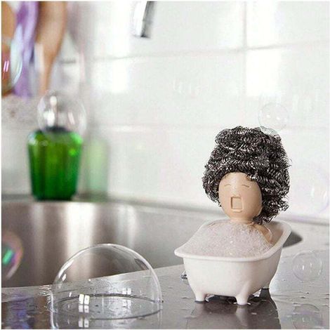 Support de boule de nettoyage en forme de baignoire, design unique, boîte de rangement mignonne et intéressante pour la cuisine, 1 pièce (boule de nettoyage non incluse) (1/4)