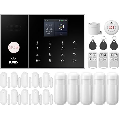 XNY WiFi Alarme Maison sans Fil, 2G Systèmes Sécurité pour la Maison avec 120DB Sirène, 24 Pièces - Détecteur de Mouvement, Capteurs de Porte et Fenêtre, Compatible avec 15 et Assistant (1/5)