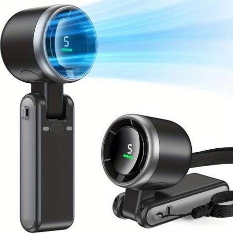 BelleRise - Ventilateur compact, pliable et portable : compatible avec la recharge USB, doté de 5 vitesses réglables et silencieux. (1/5)