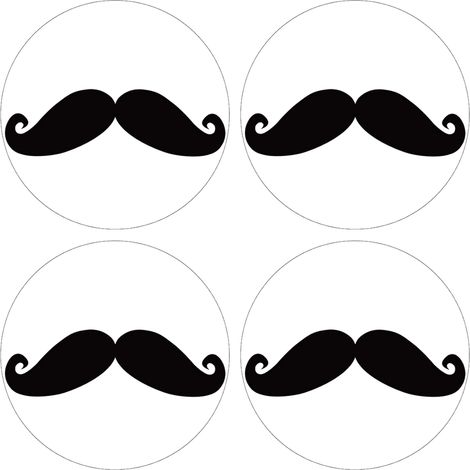 Set de 4 dessous de verres ronds Moustache noire by Cbkreation