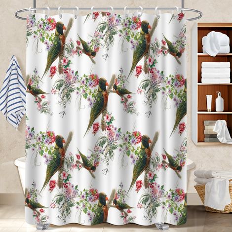 Voile de douche fluide en polyester 180x180 esthétique rideau imperméable pour baignoire d’angle (1/5)
