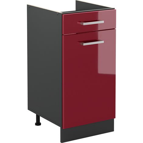Küchenunterschrank R-Line, Rot Hochglanz/Anthrazit, 40 cm ohne Arbeitsplatte, Vicco (1/5)
