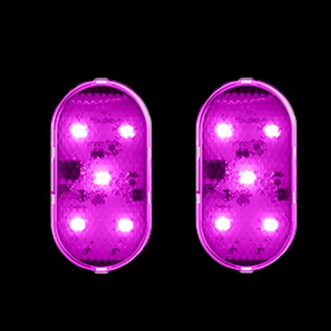 (6500K - 2 pièces roses) Lot de 2 lampes LED intérieures de porte de voiture, rechargeables par USB, magnétiques sans fil, avec éclairage d'accueil, lampe anti-collision et signal lumineux pour véhicu (1/4)