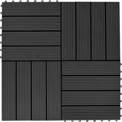 Carreau de terrasse 11 pcs WPC 30 x 30 cm 1 m² Noir vidaXL