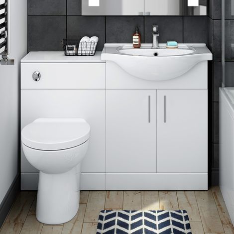 Norewood Bathroom Furniture Suite Vanity Unit Cabinet Toilet Basin Back To Wall