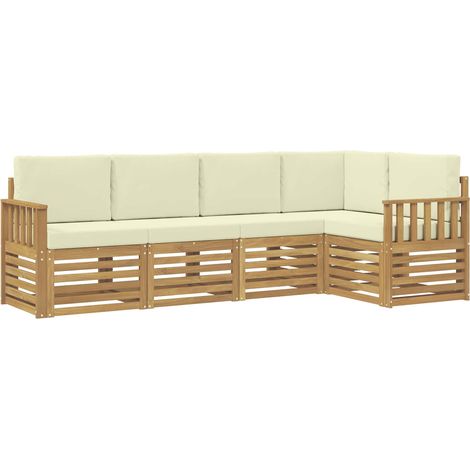 Ensemble de canapés d'extérieur 5 pc Blanc et crème Polyester vidaXL