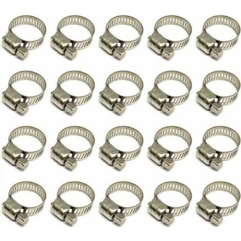 20 Pièces Collier De Serrage Tuyau, Collier De Serrage Tuyau Réglable 10-16mm, 304 Collier De Serrage Inox, Collier Serrage Métallique, Pour Tuyau, Home Gaz, Tuyau D'eau, Câble, Robinet, Etc z (1/5)
