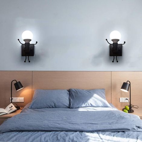 COMELY Applique Murale Créative Vintage, Lampe Murale en Fer Rétro, Décoration Artistique E27 pour Bar, Chambre, Cuisine, Salle à Manger, Café, Couloir - 2 Pièces - Noir - Ampoule Non Incluse (1/5)