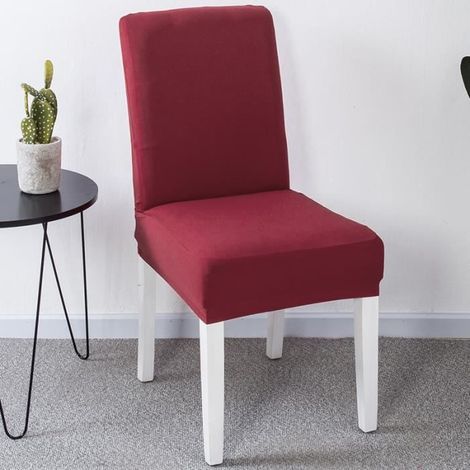 Lot de 6 Housses de chaises universelles, Vin rouge (1/4)