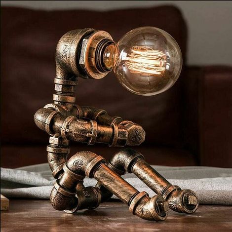 Lampe De Bureau Robot - En Fer - 22 Cm De Hauteur - Prise Européenne - 220 V - 60 W Max - Pour Bureau Chambre Salon (1/5)