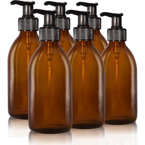 Bardusch-Lot de 6 flacons verre 250 ml + étiquettes, rechargeables shampoing/savon mains, économique (1/5)