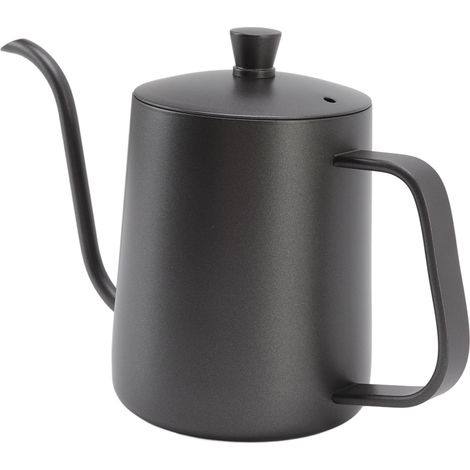 Longue cafetière étroite noire en acier inoxydable inoxydable petite bouilloire de versement avec couvercle pour maison 600ml (1/5)