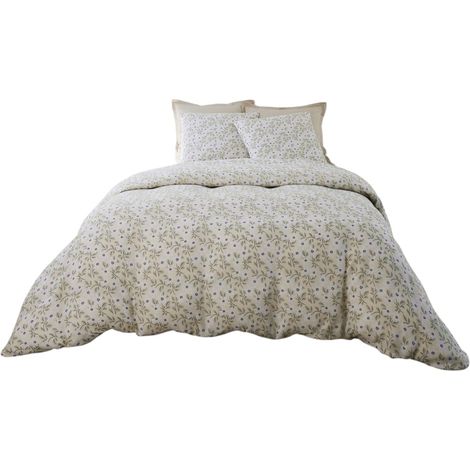 Housse de couette + taies gaze de coton 220 x 240 cm Lucile (1/4)