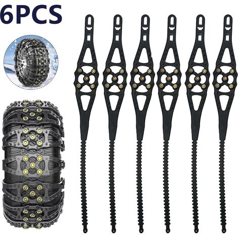 Set di 6 catene da neve antiscivolo universali per pneumatici di auto, fuoristrada e SUV (1/4)