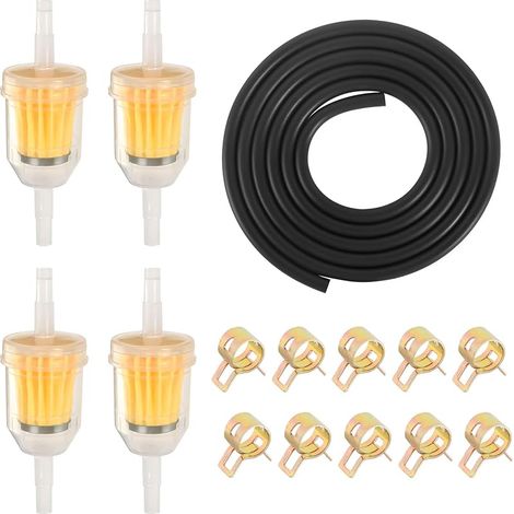 Kit de Tuyaux D'Essence, Filtre à Carburant Pour Gaz de Moto Y Compris 4 Filtres à Essence de 6mm 2m De Tuyau D'Essence 10 Colliers De Serrage, Filtre à Carburant En Ligne Kit de Filtre à Carburant