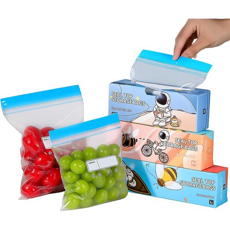 70 Pieces Reusable Food Storage Bag Zip Lock Freezer Bag for Meat Snacks Fruits and Vegetables (3 Sizes) (1/5)