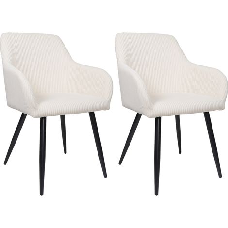 Albatros Esszimmerstuhl SILA – 2er Set Polsterstühle mit Armlehnen, Cord-Bezug Küchen- & Esszimmerstühle für Küche, Wohnzimmer & Esszimmer Beige (1/5)
