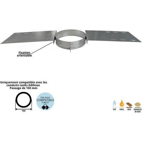 Support au toit conduit double paroi isolé Edilinox - Diamètre 100 mm